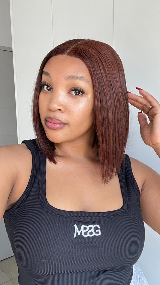 Vietnamese Bone straight 8" 2x4 Dark Brown Bob