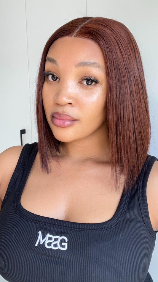 Vietnamese Bone straight 8" 2x4 Dark Brown Bob
